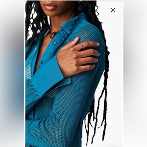 *NWT* Free People Siggi Open Stitch Cotton Button-Up Shirt